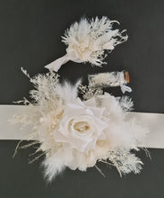 Load image into Gallery viewer, Everlasting flowers school formal / prom set -  corsage &amp; buttonhole - white
