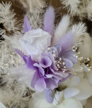 Load image into Gallery viewer, Groom&#39;s buttonhole mini preserved rose - White Violet Purple
