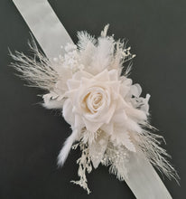 Load image into Gallery viewer, Everlasting flowers school formal / prom corsage - Milky white &amp; glitter
