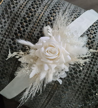 Load image into Gallery viewer, Everlasting flowers school formal / prom corsage - Milky white &amp; glitter
