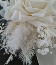 Load image into Gallery viewer, Everlasting flowers school formal / prom corsage - Milky white &amp; glitter
