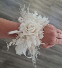 Load image into Gallery viewer, Everlasting flowers school formal / prom corsage - Milky white &amp; glitter
