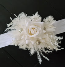Load image into Gallery viewer, Everlasting flowers school formal / prom corsage – White &amp; champagne gold
