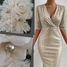 Load image into Gallery viewer, Everlasting flowers school formal / prom corsage – White &amp; champagne gold
