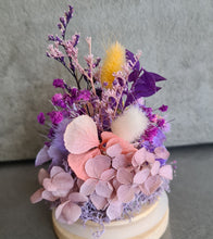 Load image into Gallery viewer, Preserved everlasting flowers mini glass dome – Purple / pink, yellow
