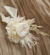 Load image into Gallery viewer, Wedding buttonhole boutonniere w mini preserved peony - white
