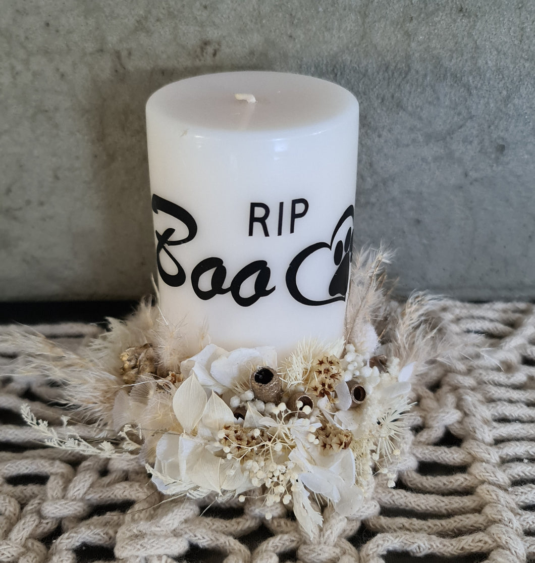 Pet Memory dog /cat preserved flowers reef & candle set - neutral