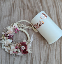 Load image into Gallery viewer, Pet Memory dog /cat Everlasting flowers reef &amp; candle set - neutral &amp; fuchsia
