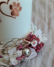Load image into Gallery viewer, Pet Memory dog /cat Everlasting flowers reef &amp; candle set - neutral &amp; fuchsia
