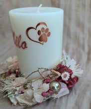 Load image into Gallery viewer, Pet Memory dog /cat Everlasting flowers reef &amp; candle set - neutral &amp; fuchsia
