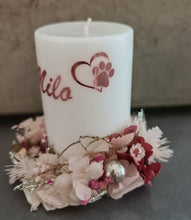 Load image into Gallery viewer, Pet Memory dog /cat Everlasting flowers reef &amp; candle set - neutral &amp; fuchsia
