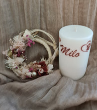 Load image into Gallery viewer, Pet Memory dog /cat Everlasting flowers reef &amp; candle set - neutral &amp; fuchsia
