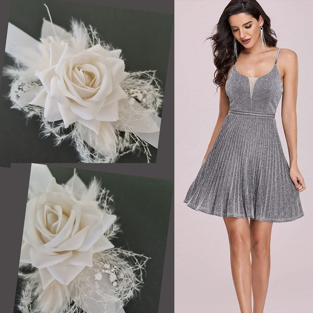 Everlasting flowers white corsage - school formal