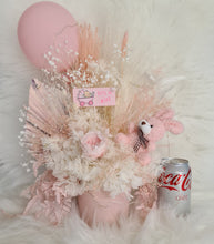 Load image into Gallery viewer, Pastel pink baby girl preserved flower arrangement w lights
