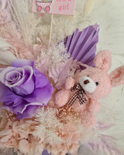 Load image into Gallery viewer, Pastel pink &amp; violet baby girl preserved flowers with lights
