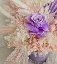 Load image into Gallery viewer, Pastel pink &amp; violet baby girl preserved flowers with lights

