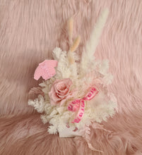 Load image into Gallery viewer, Baby girl preserved flowers with pastel pink preserved rose
