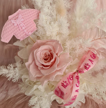 Load image into Gallery viewer, Baby girl preserved flowers with pastel pink preserved rose
