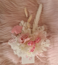Load image into Gallery viewer, Baby girl preserved flowers with pastel pink preserved rose
