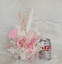 Load image into Gallery viewer, Baby girl preserved flowers with pastel pink preserved rose

