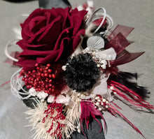 Load image into Gallery viewer, Everlasting flowers burgundy black corsage - school formal / wedding
