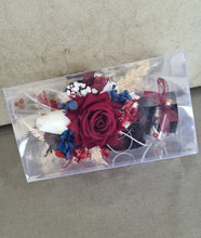 Load image into Gallery viewer, School formal / wedding corsage &amp; buttonhole burgundy, black &amp; navy blue
