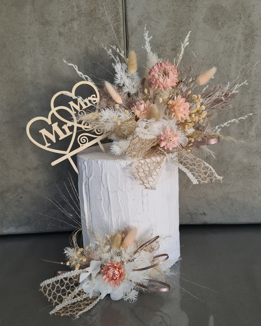 Double floral cake topper – Boho blush
