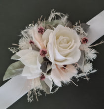 Load image into Gallery viewer, Everlasting School Formal / Wedding corsage - white, pink &amp; sage
