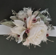 Load image into Gallery viewer, Everlasting School Formal / Wedding corsage - white, pink &amp; sage
