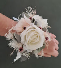 Load image into Gallery viewer, Everlasting School Formal / Wedding corsage - white, pink &amp; sage
