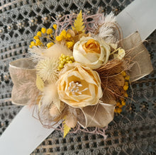 Load image into Gallery viewer, Everlasting flowers yellow corsage - School formal / Wedding
