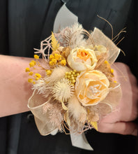 Load image into Gallery viewer, Everlasting flowers yellow corsage - School formal / Wedding

