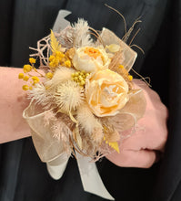 Load image into Gallery viewer, Everlasting flowers yellow corsage - School formal / Wedding

