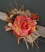 Load image into Gallery viewer, Everlasting flowers rustic orange corsage - School formal / Wedding
