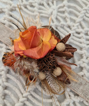 Load image into Gallery viewer, Everlasting flowers rustic orange corsage - School formal / Wedding
