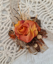Load image into Gallery viewer, Everlasting flowers rustic orange corsage - School formal / Wedding
