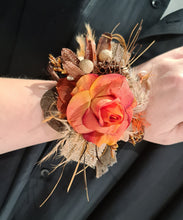 Load image into Gallery viewer, Everlasting flowers rustic orange corsage - School formal / Wedding
