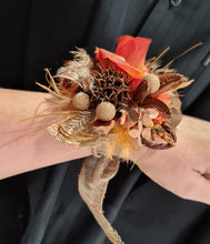 Load image into Gallery viewer, Everlasting flowers rustic orange corsage - School formal / Wedding
