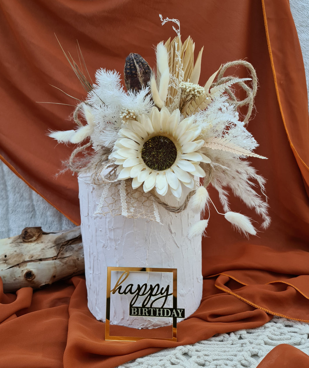 Everlasting flowers Sunflower cake topper - Neutral