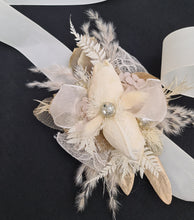 Load image into Gallery viewer, Everlasting flowers neutral &amp; champagne gold corsage w tulip - wedding, school formal
