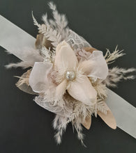 Load image into Gallery viewer, Everlasting flowers neutral &amp; champagne gold corsage w tulip - wedding, school formal
