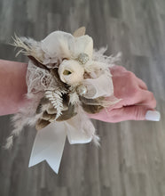 Load image into Gallery viewer, Everlasting flowers neutral &amp; champagne gold corsage w tulip - wedding, school formal
