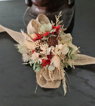 Load image into Gallery viewer, Wildflowers green / red preserved corsage - School formal / wedding
