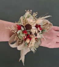 Load image into Gallery viewer, Wildflowers green / red preserved corsage - School formal / wedding
