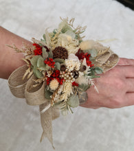 Load image into Gallery viewer, Wildflowers green / red preserved corsage - School formal / wedding
