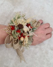 Load image into Gallery viewer, Wildflowers green / red preserved corsage - School formal / wedding
