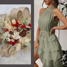 Load image into Gallery viewer, Wildflowers green / red preserved corsage - School formal / wedding
