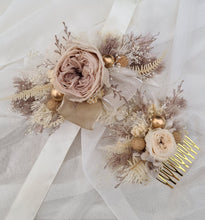 Load image into Gallery viewer, Fully preserved nude corsage &amp; hair comb with peony&#39;s - School formal / Wedding
