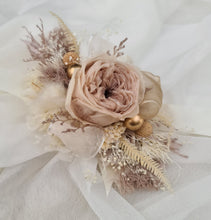 Load image into Gallery viewer, Fully preserved nude corsage &amp; hair comb with peony&#39;s - School formal / Wedding
