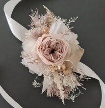 Load image into Gallery viewer, Fully preserved nude corsage &amp; hair comb with peony&#39;s - School formal / Wedding
